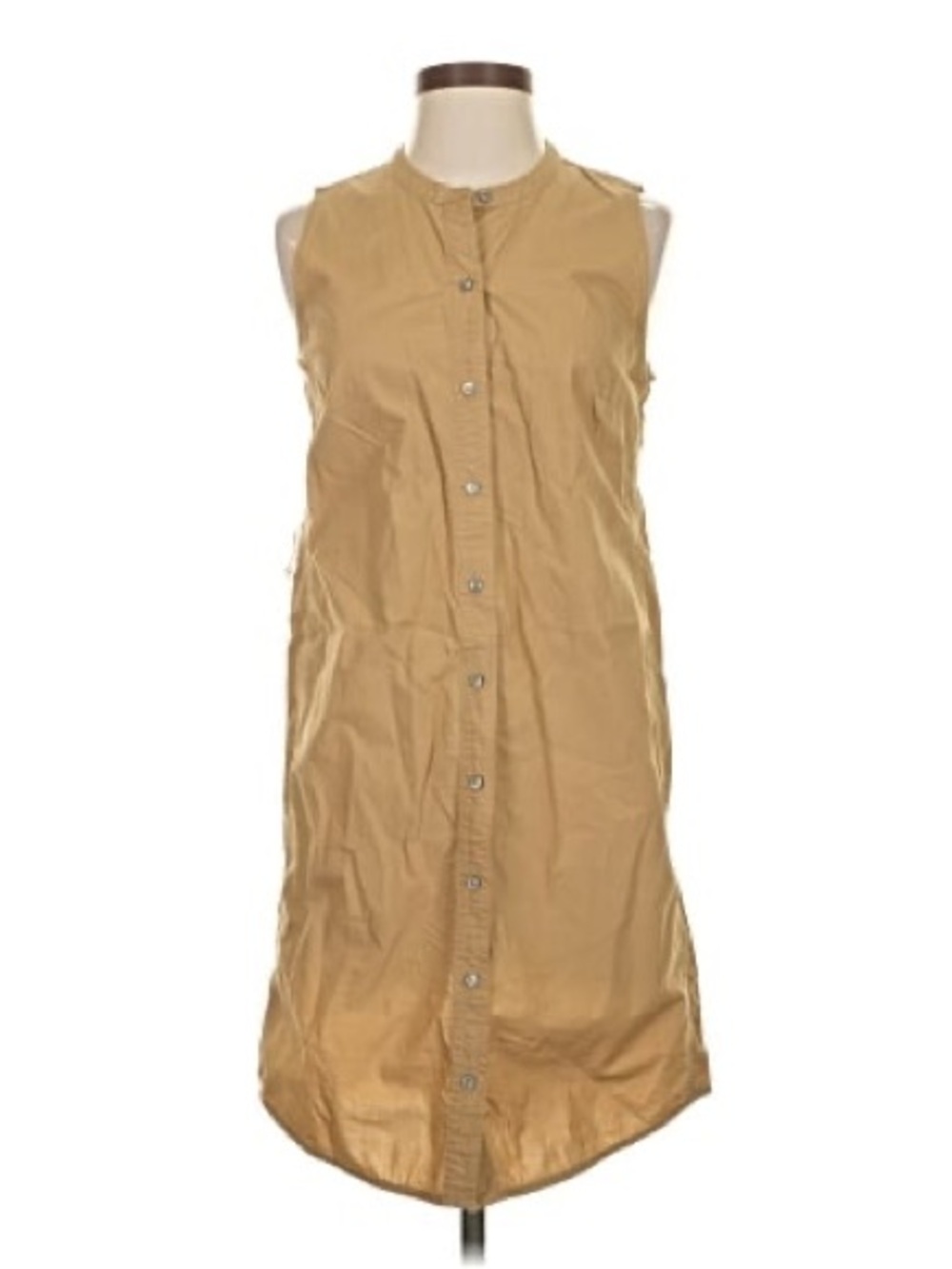 J. Crew Sleeveless Button-Front Tan Shift Dress